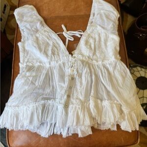 Urban Outfitters Kimchi Blue Izzy Babydoll White Blouse